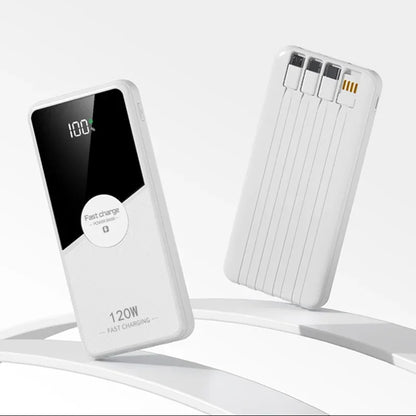 PowerBank 200000mAh Large Capacity with 4 Cables Fast Charging Portable Battery Charger for IPhone16 15 14 Samsung Xiaomi