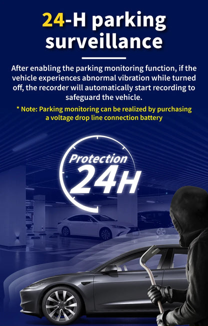 DashCam Car 3Cameras DVR 4Inch Fhd 1080P Auto Video Recorder Three-Lens With Rear View Camera Night Vison Registrator Black Box