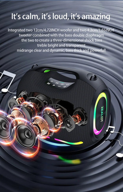 ZEALOT-ZE01 Wireless Bluetooth Speaker 120W TWS Subwoofer Bluetooth Speaker High Volume Waterproof Portable Power Bank HIFI Sound Quality Good-Looking Blue Speaker Long Battery Life