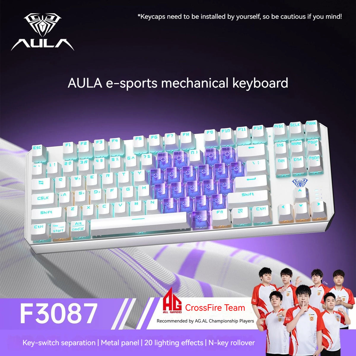 AULA F3087 Pro/F3087 Mechanical Keyboard 75% Layout Backlight Wired Full Key No Punch for Office E-Sport Gaming Keyboard