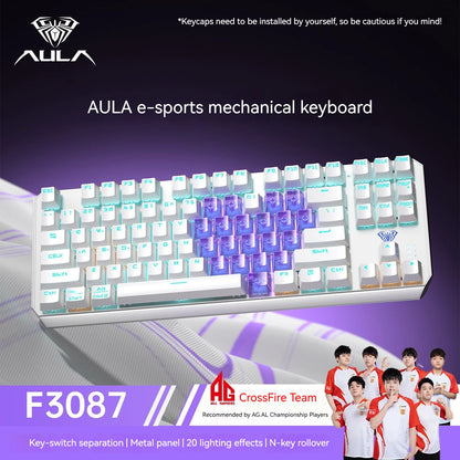 AULA F3087 Pro/F3087 Mechanical Keyboard 75% Layout Backlight Wired Full Key No Punch for Office E-Sport Gaming Keyboard
