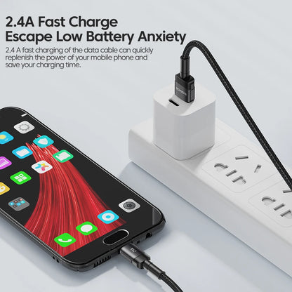 Toocki Micro USB Cable 2.4A Fast Charging Micro Data Cord For Samsung S6 S7 Redmi Note 4 For Headhpone Earphone iPad Micro USB
