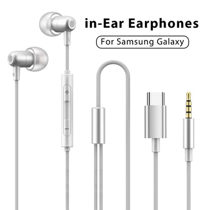 For Samsung Galaxy Wired Headphone HiFi Surround Sound With Mic USB Type C 3.5mm Earphones For iPhone 15 16 Pro Max Jack Headset