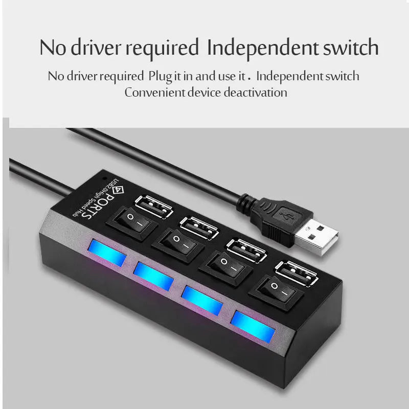 4/7 in 1 Multi USB Splitter Hub USB Hub 2.0 Use Power Adapter USB 2.0 Multiple Expander Switch Hub Docking Stations 30CM Cable