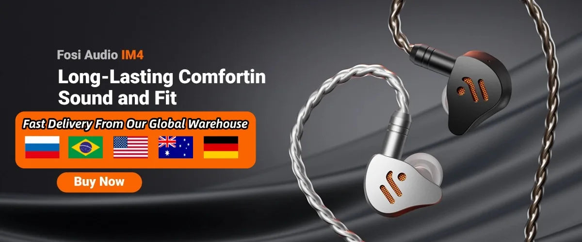Fosi Audio IM4 Hifi Wired Earphones Open-Back Dynamic Drivers IEM Headphones For Music Monitoring Gaming Earbuds