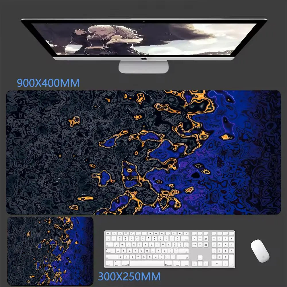 Black Waves Large Gaming Mouse Pad Computer Keyboard Desk Pad XXL with Rubber Non-Slip Stitched Edge for Friends Boyfriend