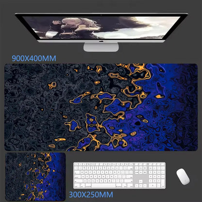 Black Waves Large Gaming Mouse Pad Computer Keyboard Desk Pad XXL with Rubber Non-Slip Stitched Edge for Friends Boyfriend