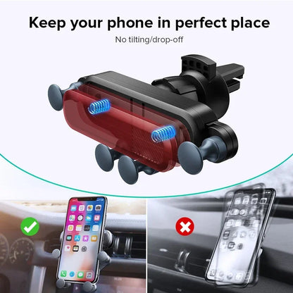 Gravity Car Phone Holder Air Vent Mount Cell Phone Holder in Car Mobile Support For iPhone16 15 14 13 12 Xiaomi GPS Stand