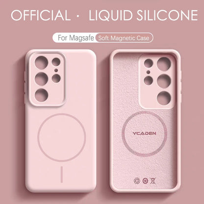 Solid Color For Magsafe Magnetic Wireless Charging Soft Silicone Phone Case For Samsung Galaxy S26 S25 Ultra  S23 S24 S22 Cover