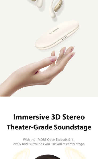 1MORE S11 Open-Ear Wireless Earphones Ultra-Thin Design Ear-Hook Earbuds Bluetooth V6.0 IPX5 28H Playtime