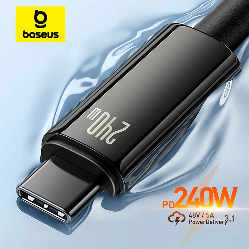 Baseus 240W USB C Cable for iPhone 18 17 16 15 Plus Pro Max Supercharge for Macbook Fast Charge Type C Cable for Xiaomi  Samsung