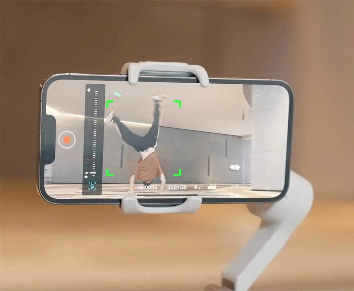 FeiyuTech VB4 3-Axis Gimbal Stabilizer for iPhone & Android, Built-in Selfie Stick, Foldable Design for Vlogging, Face Tracking