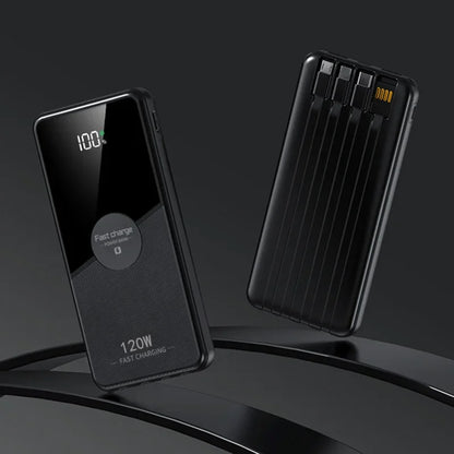 PowerBank 200000mAh Large Capacity with 4 Cables Fast Charging Portable Battery Charger for IPhone16 15 14 Samsung Xiaomi