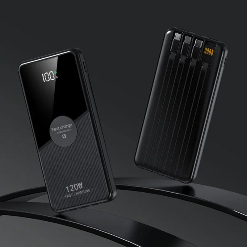 PowerBank 200000mAh Large Capacity with 4 Cables Fast Charging Portable Battery Charger for IPhone16 15 14 Samsung Xiaomi