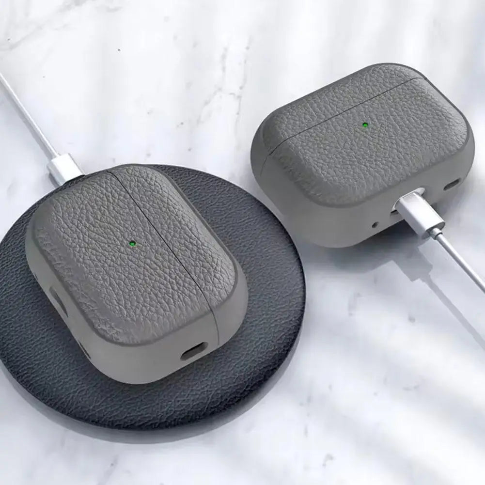 For AirPods Pro 3 2025 Case Soft TPU Litchi Leather Protective Cover For AirPods Pro 3 Cases With Lanyard