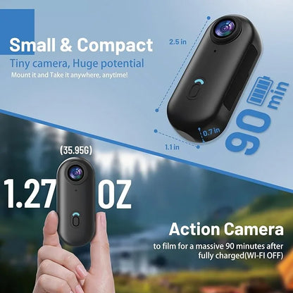 4K HD Motorcycle Mini Recorder Finger WIFI Action Camera Lightweight POV Motorcycle Road Sport Cam Bicycle Vlog Pet Body Camera