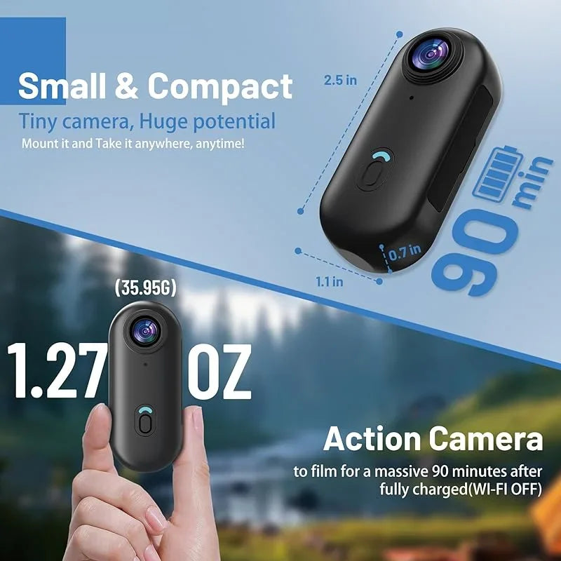 4K HD Motorcycle Mini Recorder Finger WIFI Action Camera Lightweight POV Motorcycle Road Sport Cam Bicycle Vlog Pet Body Camera
