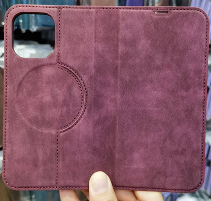For Magsafe Wallet Leather Flip Case For iPhone 12 13 14 15 16 Pro Max mini Magnetic Wireless Charging Book Folio Cover