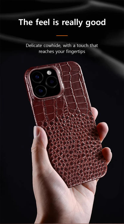 for Magsafe Case for iPhone 15 16 17 18 Pro Max Air 18Pro Natural Cowhide Leather Magnetic Protector Luxury Phone Back Cover