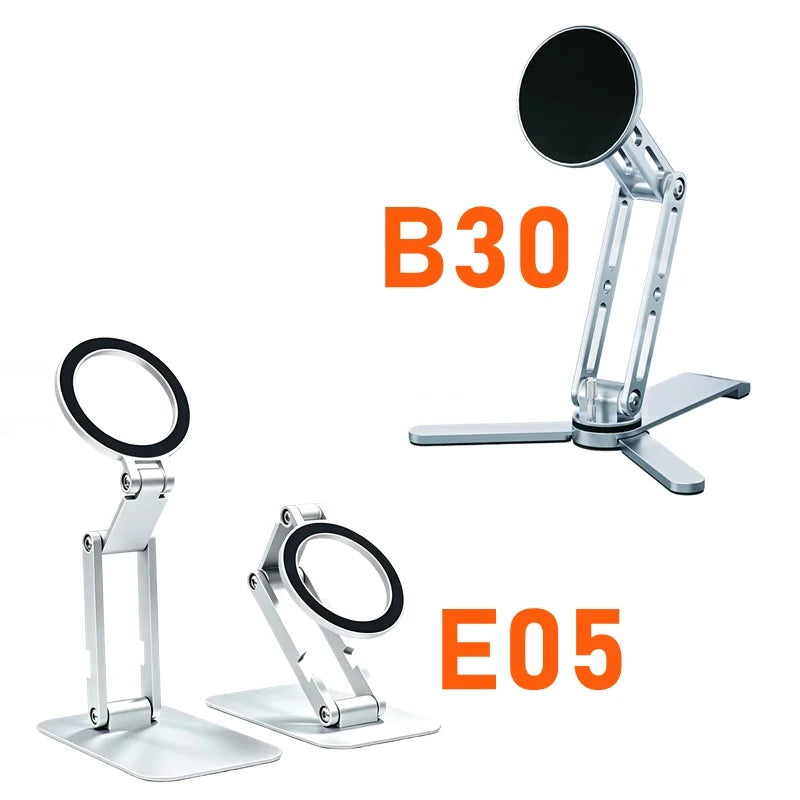 2-in-1 Alloy Magnetic Phone Stand, Foldable 360 Rotation, Handheld & Desktop Dual Use, Universal Compatible with Phone & Tablet
