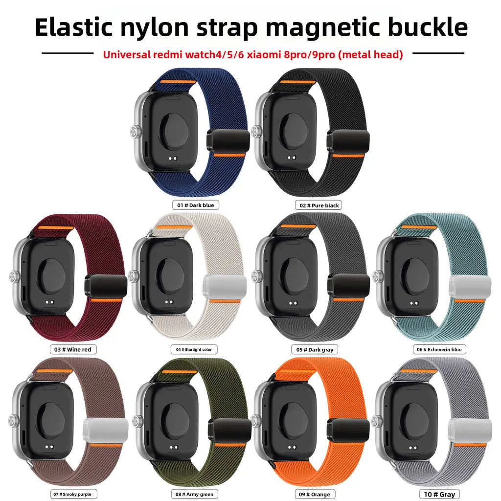 Nylon Sport Straps For Redmi watch 4 5 6 watchband Magnetic Bracelet correa For Xiaomi Band 8pro 9pro active band Accessories