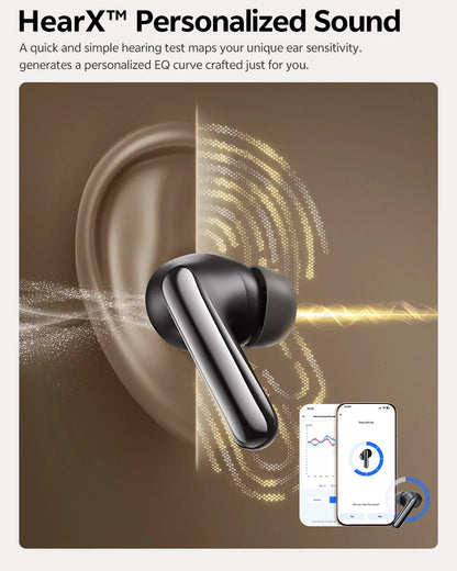 QCY BH25HT19A MeloBuds N60 Hybrid ANC Wireless Bluetooth 6.0 Earbuds LDAC Hi-Res Audio Dual Driver Headphone Bass Boost Earphone