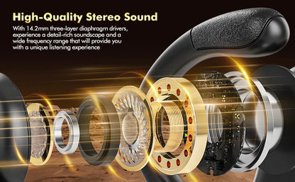 Bluetooth 6.0 Ear Hook Headphones TWS Wireless Earphones HiFi Stereo Waterproof Headsets LED Display Long Standby Button Earbuds