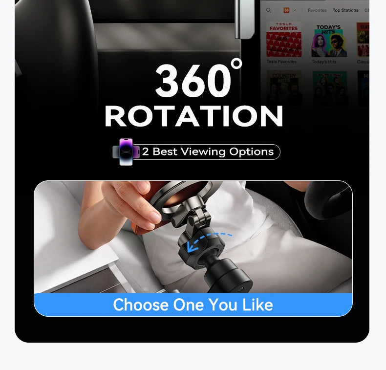 YZ Magnetic Car Phone Holder for Tesla Model YL Y 3  Car Display Screen Side 360 Degree Rotation Car Mount for all iPhone 17 18