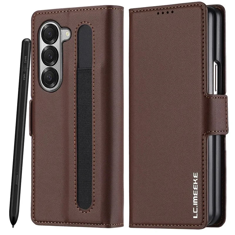 Magnetic Flip Leather Phone Case for Samsung Galaxy Z Fold 8 Ultra7 6 5 4 3 5G Fold6 Fold5 Fold8 Wallet Card Cover Etui Coque