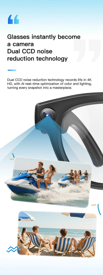 AI Shooting Smart Glasses Blue Tooth Call Automatic Color Changing Lenses Real Time Translation Music 4K Camera Men Women