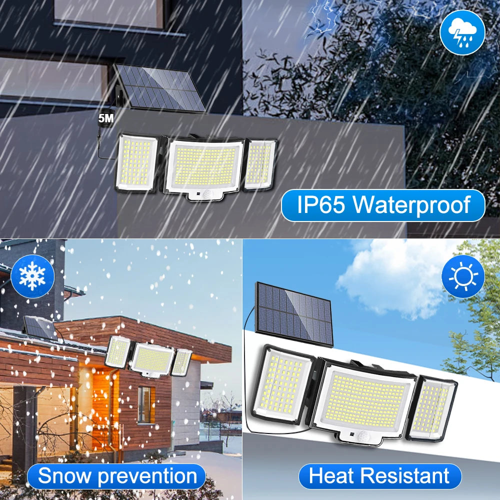 236/366LED Solar Motion Sensor Lights Outdoor Waterproof Solar Floodlight Wall Light 3  Mode Solar Security Lights Garden Yard P
