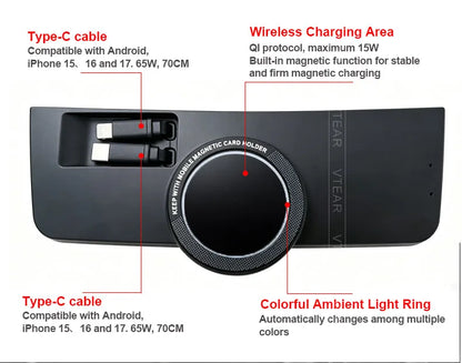 For Audi A4 B8/A5/RS4/RS5 2008-2015 Magnetic Car Wireless Charger with Expansion Cable Fast Cellphone Charging Adapter Parts