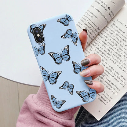 Flowers Funda For Phone Case iPhone X XS MAX XR Capa Soft Silicone Cute Cat Bear Back Cover For iPhone XR Bumper Women Anti-Fall