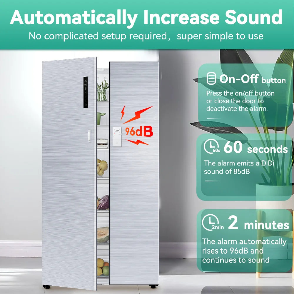 Magnetic Security Sensor Refrigerator Door Alarm Windows Open Alarms 60 Seconds Delay Loud 96 DB for Home, Store, Office