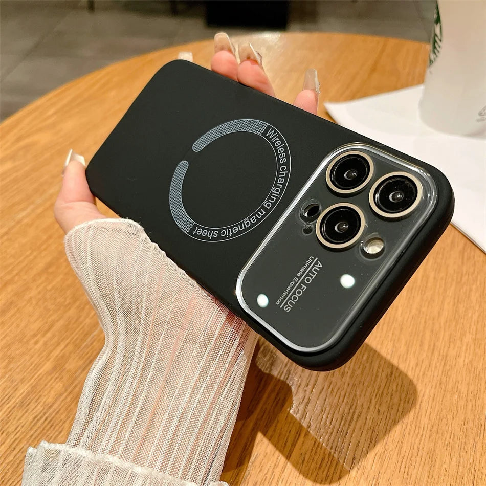 Large Window Autofocus Liquid Silicone For Magsafe Magnetic Case For iPhone 16 15 Plus 14 13 12 11 Pro Max Lens Shockproof Cover