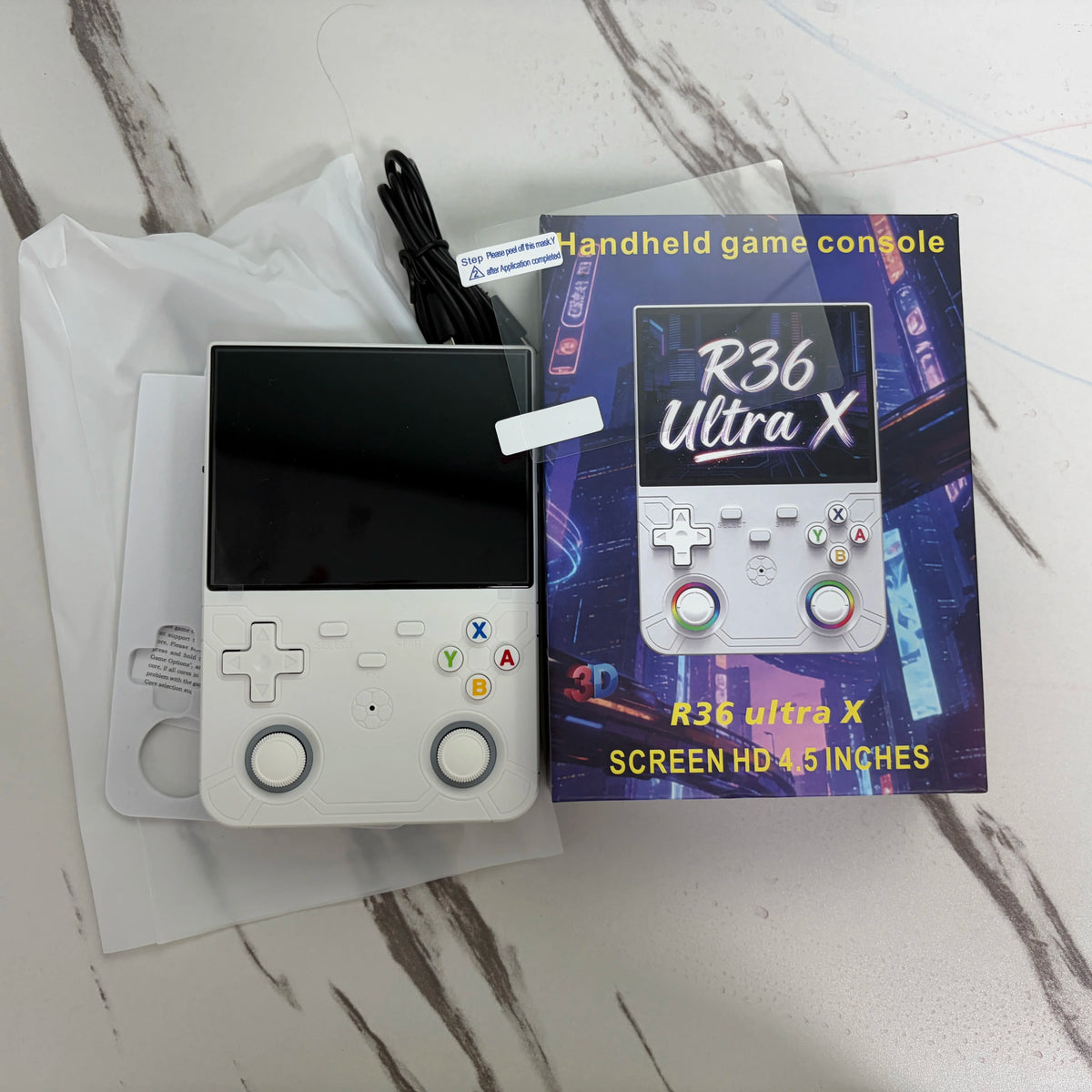 R36 Ultra X Open Source Portable Game Device 4.5 Inch Full‑Laminated IPS Screen Quad‑Core Processor RGB Light Joystick Vibration