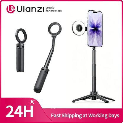 Ulanzi MT71 Magnetic Mini Selfie Stick Telescoping Pole Phone Handle Desktop Tripod for iPhone 17 16 15 14 Android for Travel