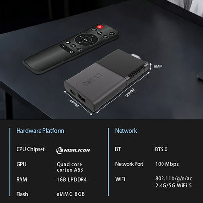 TVR3 Max TV Stick 8+128GB Android 14 Smart 4K H.265 Decode Player Dual WiFi Quad-Core Supports Netflix & YouTube Home Theater