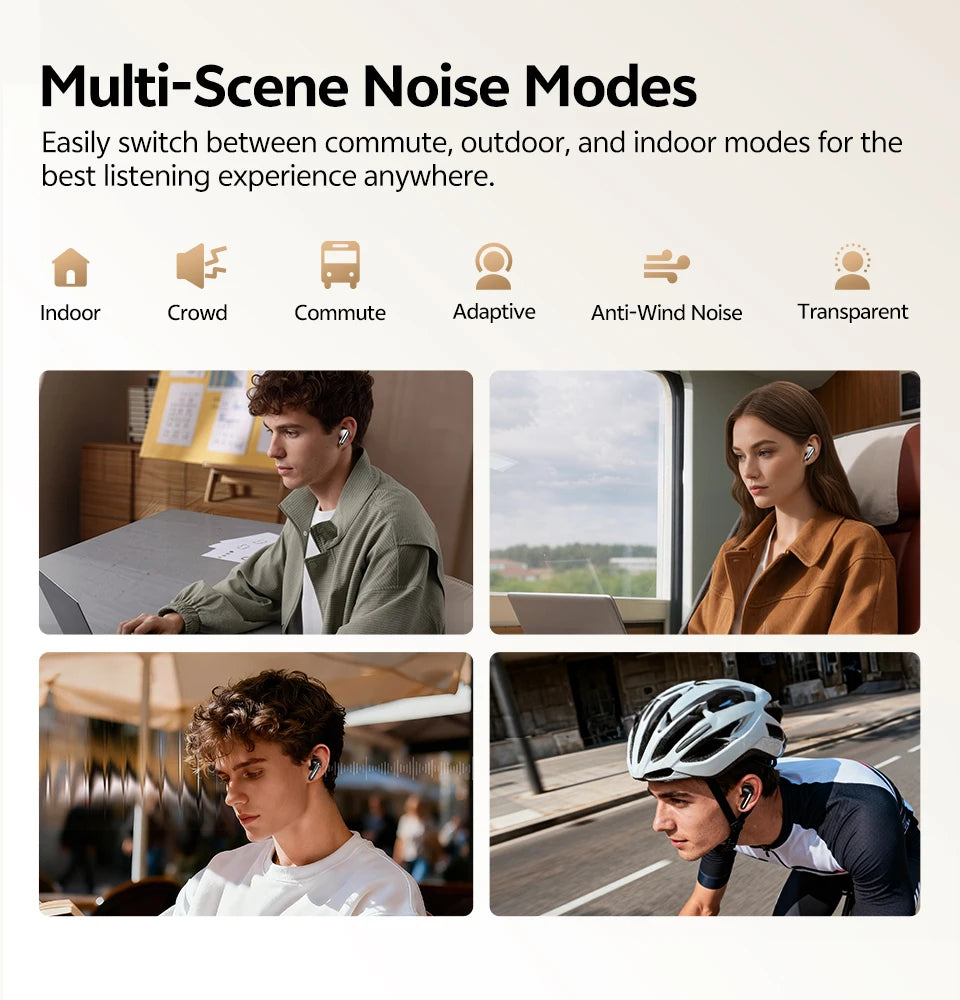 QCY MeloBuds N20 Adaptive Hybrid Noise Cancelling Earbud Wireless Bluetooth 6.0 Headphone 6 Mics Clear Call HT20 Earphone 40Hrs