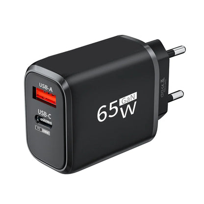 PD 65W GaN 2 In 1 Charger  for iPhone 18 17 XiaomiEU/US Plug USB Type C Fast Charging Wall Charger Portable Quick Charge Adapter