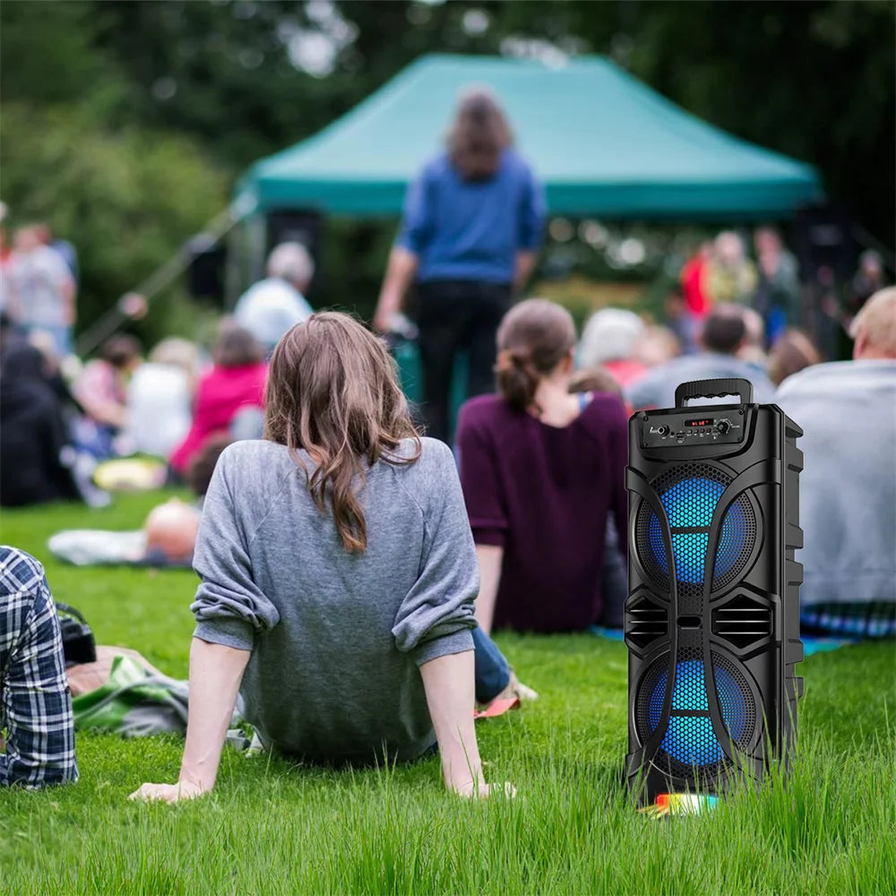 6000W Portable Party Bluetooth Speaker Sound System  Rechargeable Outdoor Loud Karaoke Dual 8 " Speaker
