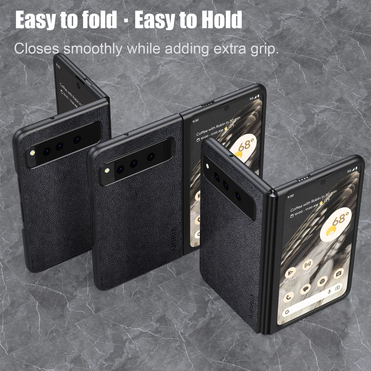 PU Leather Case for Google Pixel Fold 5G Simply Business Style Hard PC with PU 2in1 Material