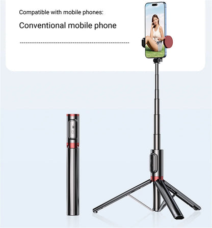 Selfie Stick 1.1 M Ultra Long Stretch Portable Phone Holder Integrated Design Bluetooth Remote With Fill Light Tripod Stand For