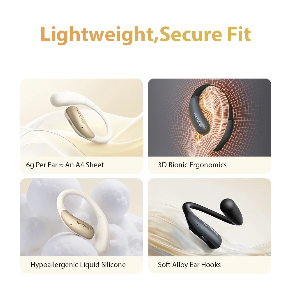 1MORE S11 Open-Ear Wireless Earphones Ultra-Thin Design Ear-Hook Earbuds Bluetooth V6.0 IPX5 28H Playtime