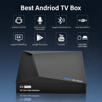 We2USat K3 PRO+-Streaming Smart TV Box Media Player Build in WiFi+Voice Remote Control Comparison with Vseebox V5 PRO Free Ch