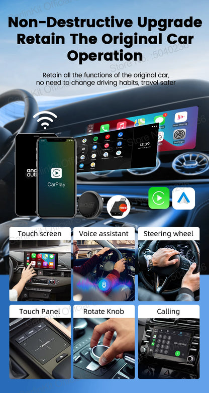 2026 CarlinKit 5.0 Mini Ultra 3 CarPlay Android Auto Wireless Adapter 2.4G&5.8GHz WiFi BLE OTA Upgrade For OEM Car Plug and Play