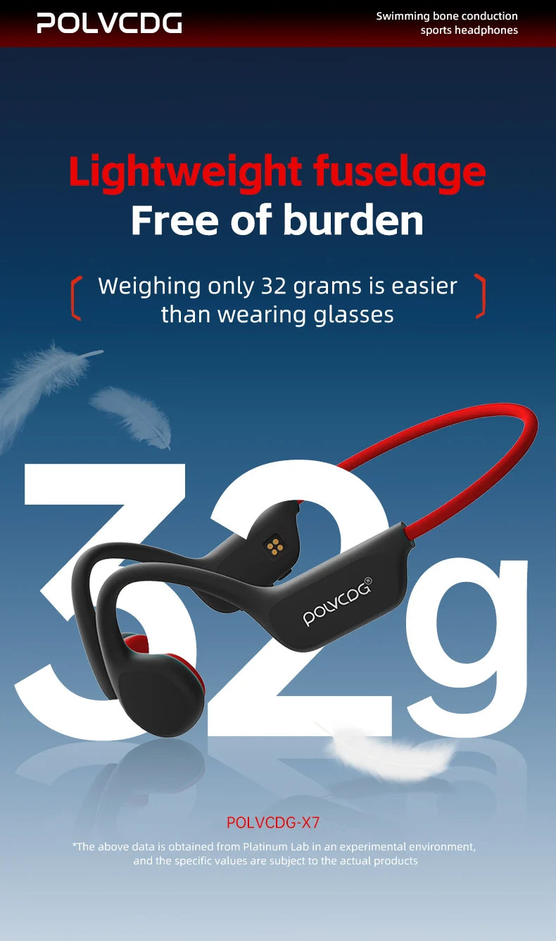 POLVCDG Bone Conduction Headset X7 IPX8 32GB Memory 5.3 Bluetooth Wireless Headset with Microphone Waterproof Swimming 2023new
