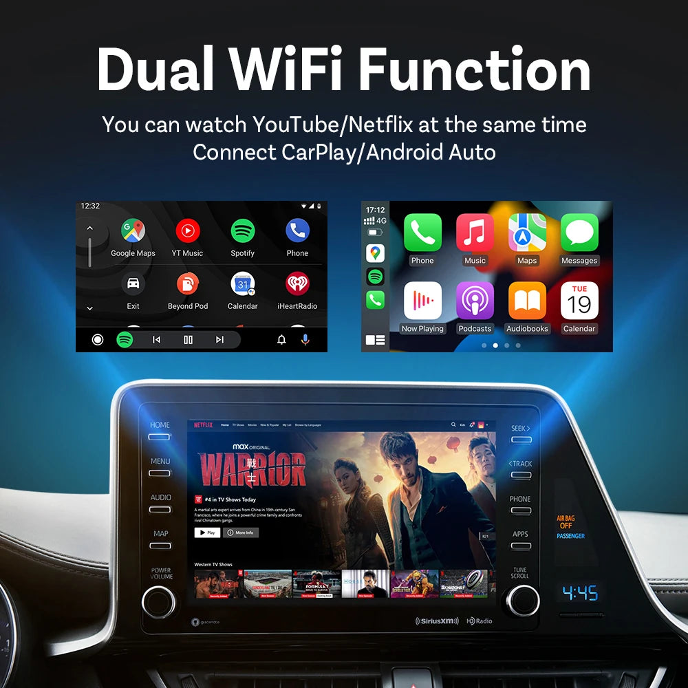 OTTOCAST Play2Video Ultra Carplay Ai Box Wireless Android Auto Adapter Built in Youtube Netflix For VW Benz Ford 99% of Cars