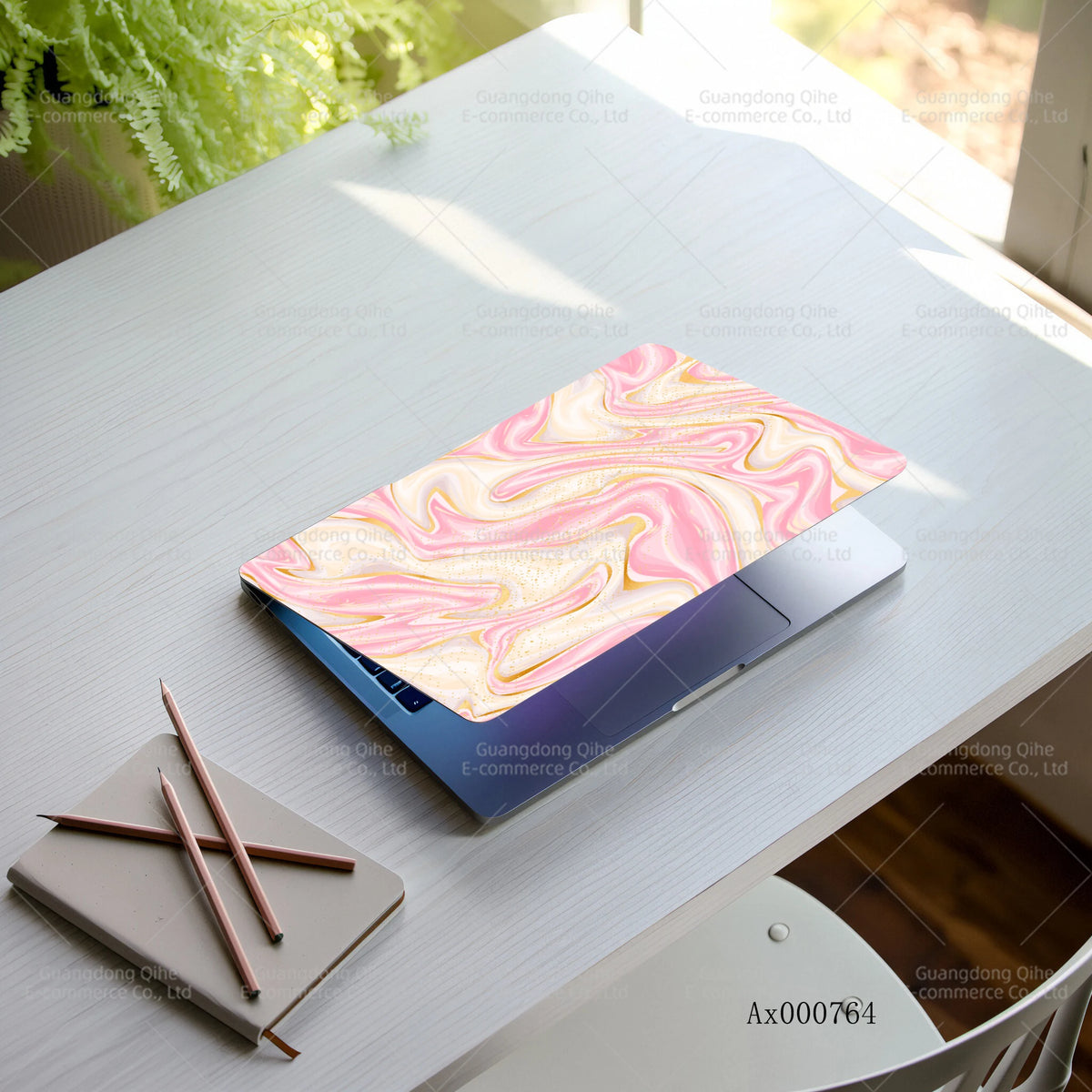 2pcs Luxury Rose Gold Marble Laptop Sticker Self-Adhesive Anti-Scratch Skin MacBook Notebook PC Keyboard Waterproof Skin Decor