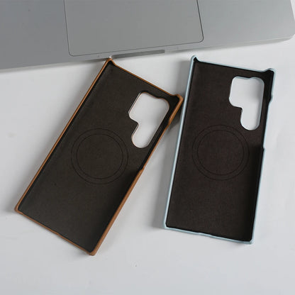 Handmade Premium Genuine Leather Magnetic Case for Samsung Galaxy S25 Ultra Case S24FE S23 S22 S21 S20 Note20Ultra Magsafe Cover
